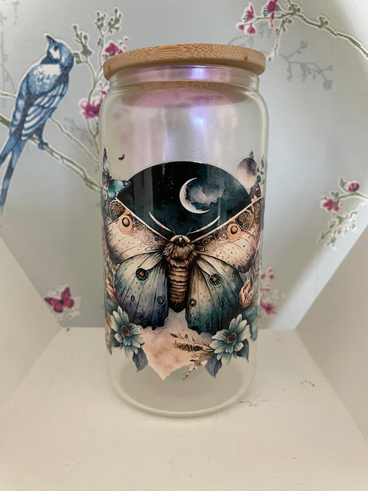 Owl Butterfly Glass Tumbler